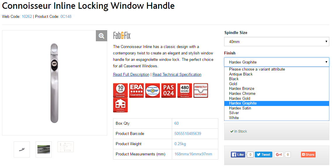 Configuring Product Options - Finish